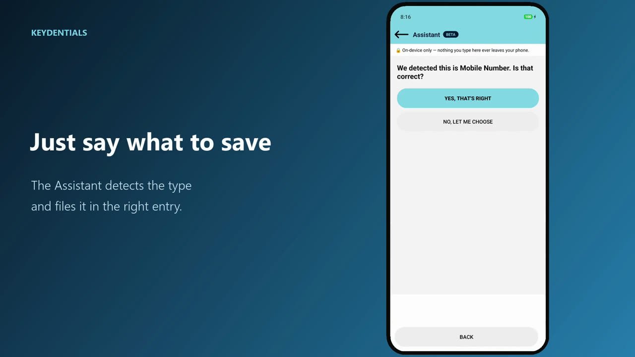 Keydentials - On-device Assistant detecting a field type